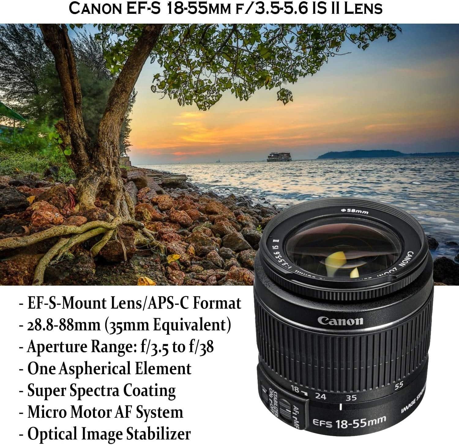 Canon EOS Rebel T7 DSLR Camera with 18-55mm is II Lens Bundle + Canon EF 75-300mm f/4-5.6 III Lens and 500mm Preset Lens + 32GB Memory + Filters + Monopod + Professional Bundle