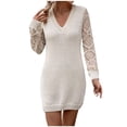thumbnail image 2 of WJHWSX Dresses for Women,Womens Fall Dresses,Casual Dresses for Women,Long Sleeve,V Neck,Soft,Solid,M(US:6), 2 of 9