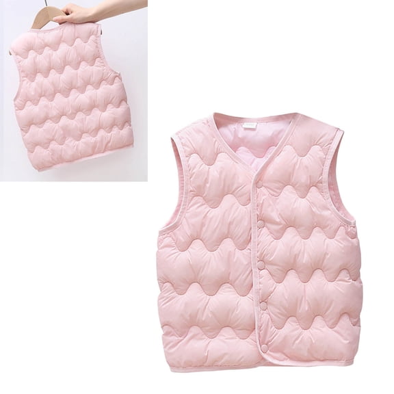 Kids Girls Boys Puffer Vest Kids Winter Vest Lightweight Water-Resistant Button Down Cute Vest Sleeveless Winter Warm Outwear Jacket Vest 3-4 Years
