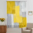 thumbnail image 2 of Yellow Abstract Sheer Curtains 84 Inches Long, Grey Geometric Oil Painting Vintage Gradient Light Filering Curtains, Breathable Simi Curtain Privacy Drapes for Living Room Bedroom Window Treatment, 2 of 9