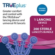 TRUEplus Lancets Bundle, 200 Sterile 30G Lancets, Lancing Device, Logbook