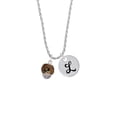 thumbnail image 2 of Delight Jewelry Goldtone Wide Translucent Brown Cheetah Print Spinners Silvertone Script Initial Disc - L - Charm Necklace, 20"+3", 2 of 4