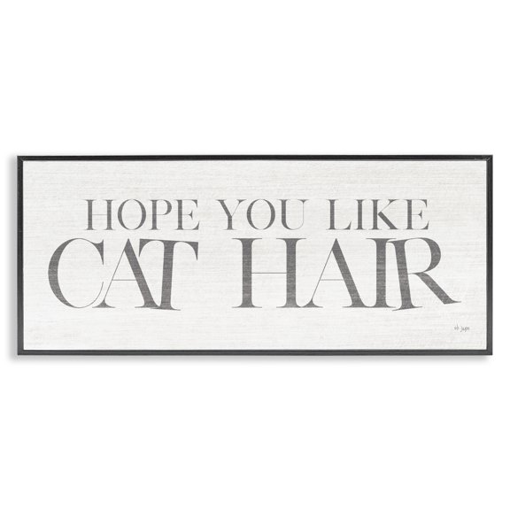 Stupell Industries Eclectic Hope You Like Cat Hair Funny Pet Phrase Black Framed Giclee Art, 24 x 10, by Jaxn Blvd.