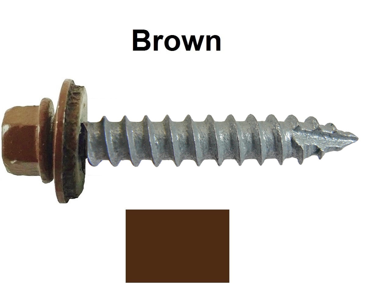 14 Metal ROOFING SCREWS (250) Screws x 1" BROWN Hex Head Sheet Metal