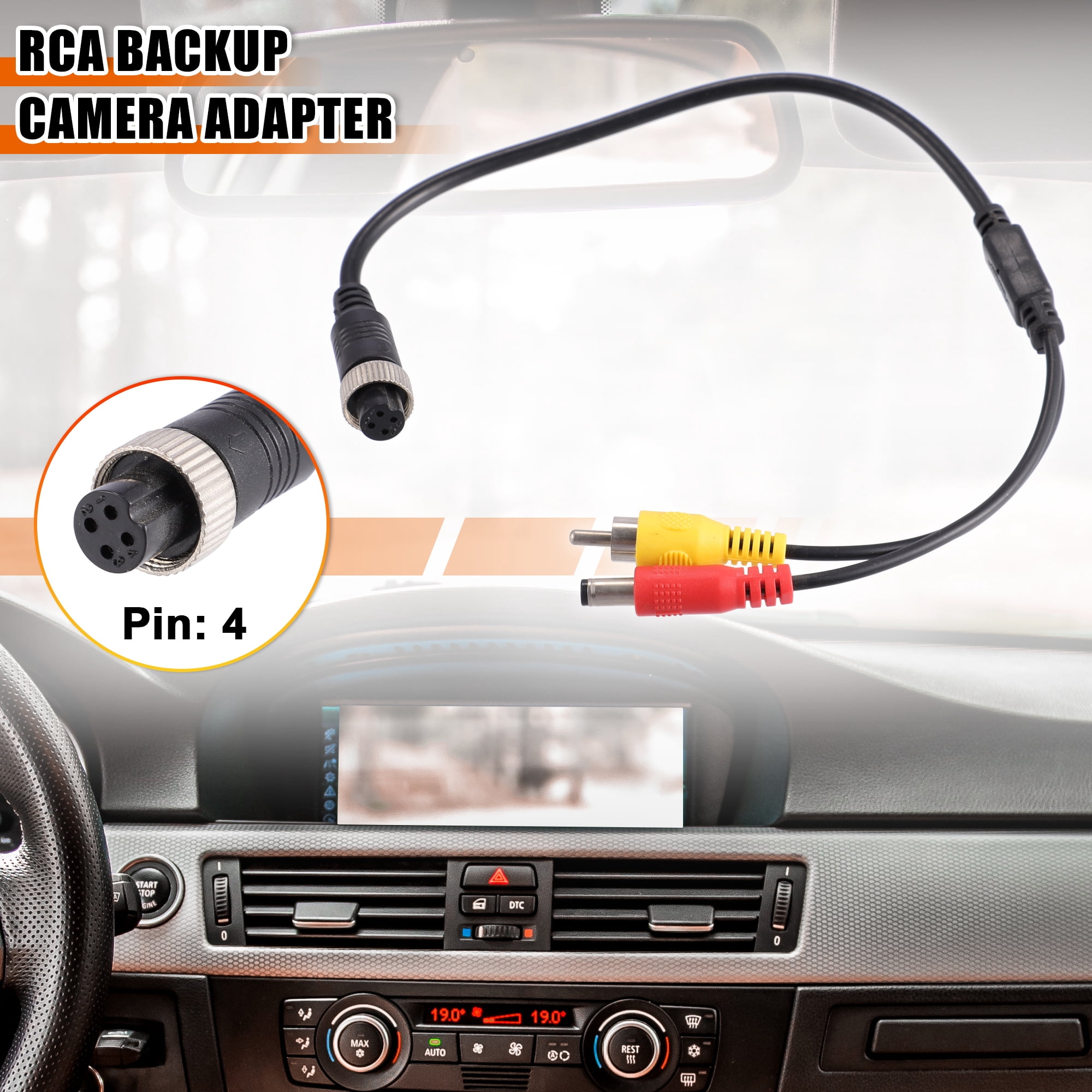 Unique Bargains 4 Pin to RCA Adapter M12 4-Pin Female to RCA AV DC Male Connector