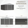 thumbnail image 6 of Devoko 10x10ft Metal Storage Shed, Large Outdoor Garden Shed with Lockable Door, Durable Steel Utility Shed for Backyard, Gray, 6 of 7