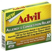 5 Pack Advil Allergy & Congestion Relief 10 Coated Tablets Each