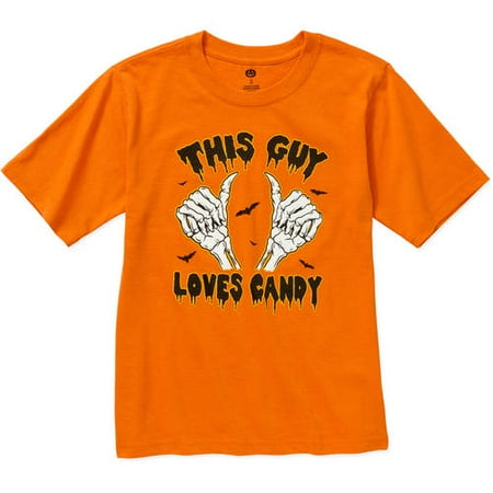 Happy Halloween Candy - Happy Halloween Boys Orange This Guy Loves Candy T-Shirt