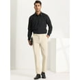 thumbnail image 3 of Pantalones recortados para hombre Pantalones de vestir hasta el tobillo de color sólido con parte delantera plana y ajuste delgado Beige 30, 3 of 6