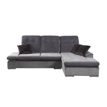 Contemporary Microfiber Sectional Sofa With Chaise In Dark