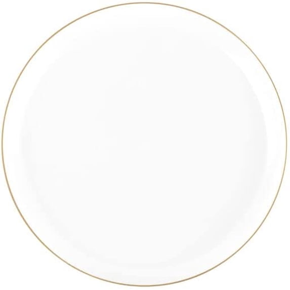 (80 PACK) EcoQuality 6.3" inch Round White Plastic Plates with Gold Rim Design - Disposable China Like Party Plates, Heavy Duty Dessert Plates, Dinner Plate, Salad, Wedding, Serveware