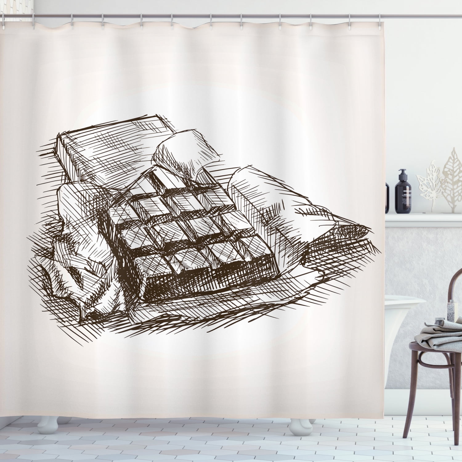 Cookie Biscuit Pattern Print Bathroom Shower Curtain