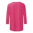 thumbnail image 5 of Rggeeun Women Shirts Solid Color U.S.A. Letter Print Crew Neck 3/4 Sleeve With Us National Flag Graphic For 4Th Of July Festive Celebration Versatile Basic Tee,Hot Pink,S, 5 of 5