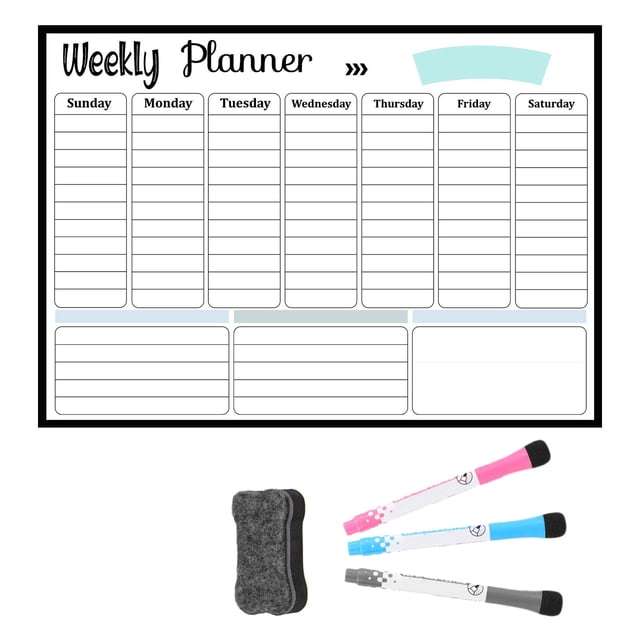 Lksixu Dry Erasable Calendar Magnetic Calendar For Fridge Kitchen Board Calendar For Refrigerator Reusable Monthly Weekly Planner With Eraser Markers Reuse Calendar Storage Bins Organizers and Storage