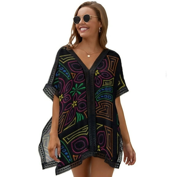 Mola De Panama Women's Swimsuit Coverup Summer Beach Cover Up Bathing Suit Dress