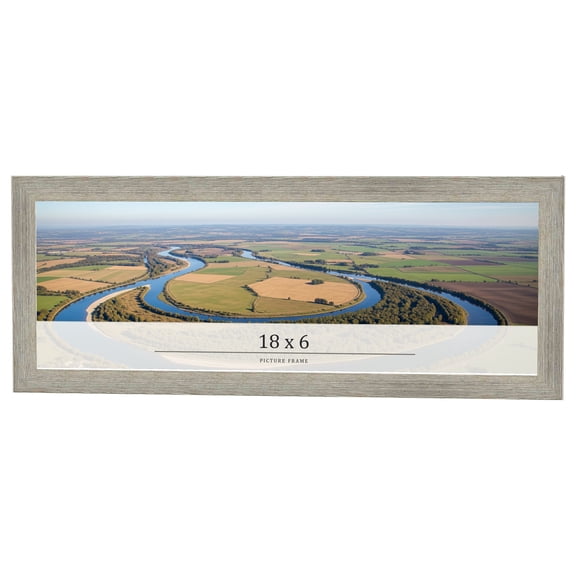 18x6 Frame Grey Real Wood Picture Frame Width 1.5 Inches | Interior Frame Depth 0.5 Inches | Barn