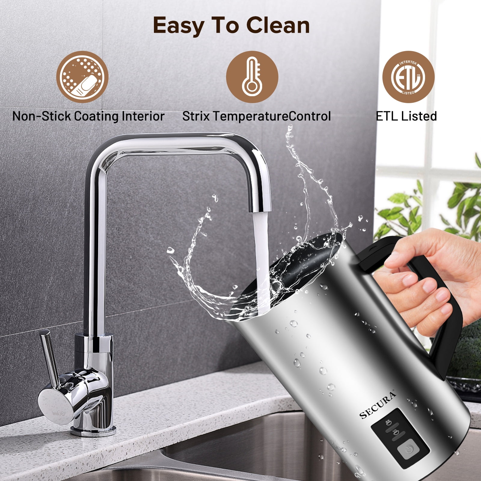  Secura Detachable Milk Frother, 17oz Electric Milk Steamer  Stainless Steel, Automatic Hot/Cold Foam and Hot Chocolate Maker with 2 in  1 Function Whisks (Upgraded): Home & Kitchen