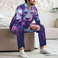 thumbnail image 7 of Naloa Cool Lion Head Men’s Pajamas Set - Long Sleeve Button Down Sleep Shirt and Pajama Bottoms Sleepwear Set-Medium, 7 of 7