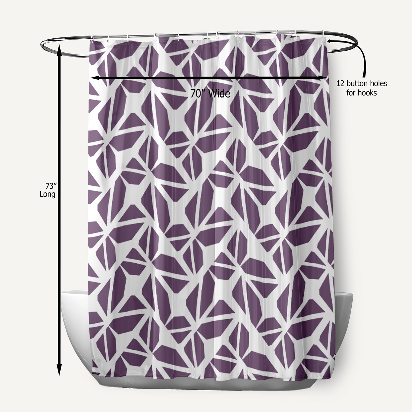 Simply Daisy 70" W x 73" L Kaleidoscope Graffiti Polyester Shower Curtain, Larkspur [1 Ct]