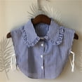 thumbnail image 2 of Clearance! Lisingtool Detachable Collar Women Stripe Button Blouse False Collar Clothes Shirt Detachable Collars Light Blue Promotion Sale, 2 of 4