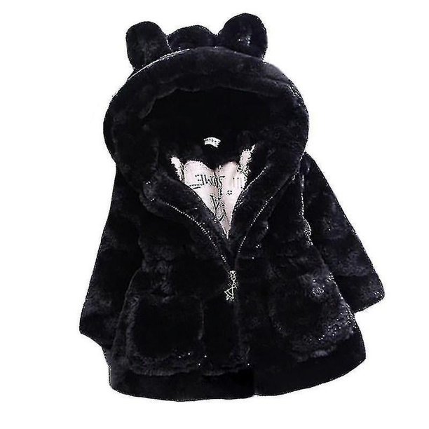 Abrigo con capucha de piel sintética esponjosa para niña, chaqueta de lana, ropa cálida de invierno_x_y