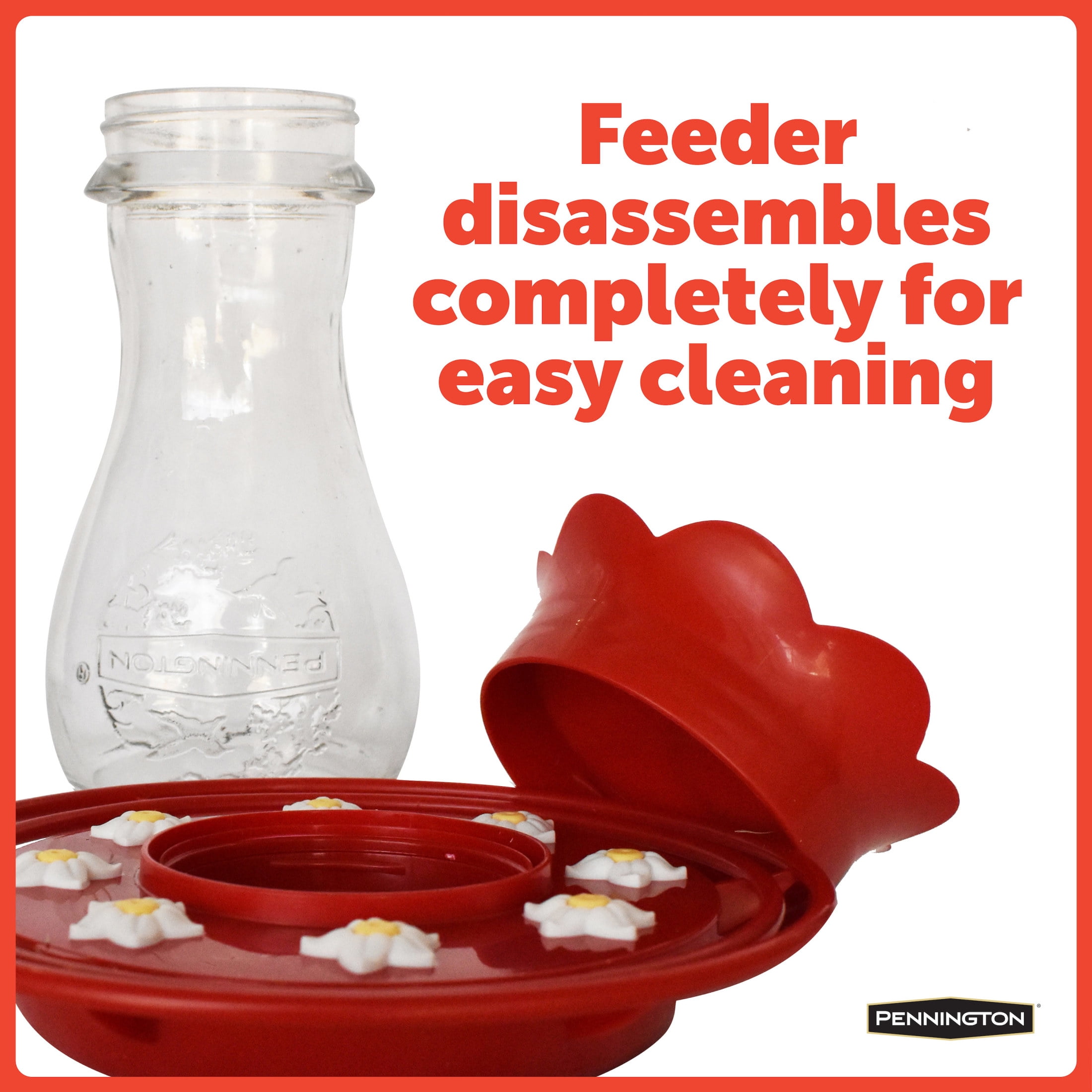 Pennington Red Glass Hummingbird Bird Feeder, 28 oz. Capacity, 2 Pack