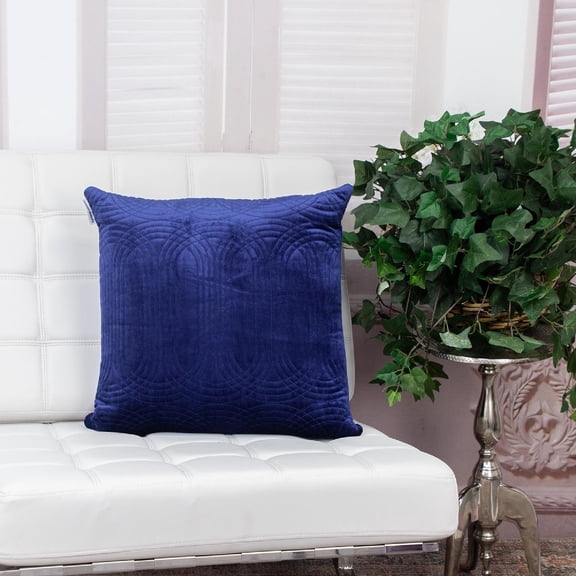 Nassau Collection Tufted Geometric Arch Stitch Velvet Throw Pillow - 20" - Blue