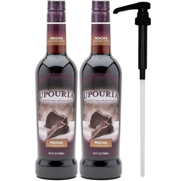 Upouria Mocha Flavored Syrup, 750 ml Bottle with Pump  (2 Pack)
