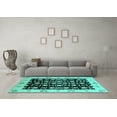 thumbnail image 3 of Ahgly Company Machine Washable Indoor Rectangle Oriental Turquoise Blue Traditional Area Rugs, 4' x 6', 3 of 4