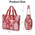 thumbnail image 3 of Tote Bag for Women - Red Christmas Snowflake Pattern Shoulder Bag - Large Utility Work Duffle Bag with Zipper Handbag for Travel, Work, Sprots, 3 of 5