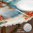 thumbnail image 4 of Blue Coastal Christmas Table Cloth, Round Fitted Tablecloths with Elastic Edge, Xmas Snowman Flamingo Wipeable Waterproof Table Cover for Kitchen Wedding 36-44 Inches, 4 of 4