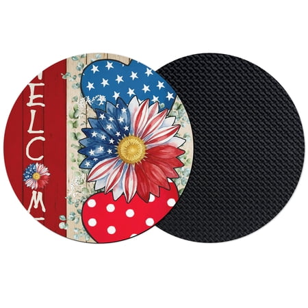 Independence Day Coasters Set of 2 Absorbent Coasters for Drinks 4 of July Patriotic Flowers USA Flag Love Heart Coaster for Desk Coffee Table Protection Home Decor House Warming Gifts 4