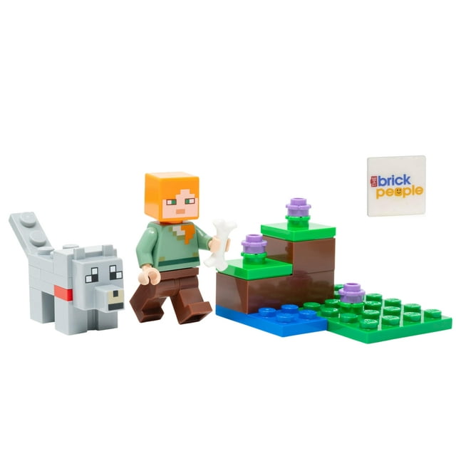 Miniset LEGO Minecraft de juguete: minifigura de Alex con lobo