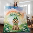 thumbnail image 2 of Happy St. Patrick’s Day Goldendoodle with Green Hat Shamrocks Rainbow Quilt Blanket Doodle Dog Lover Gifts Idea Cozy Comforter Throw Blanket - 03007, 2 of 5