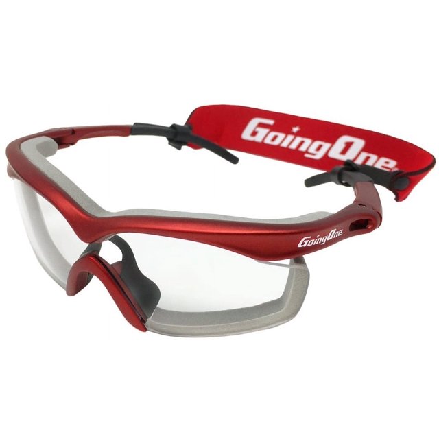 Going One Sports Safety Glasses - Raquet Sports Protective Eyewear, Eye Protection Goggles for Pickleball, Racquetball, Squash, Basketball; with Anti-Fog Lenses and Padded Eye Rims, Junior Size, Red