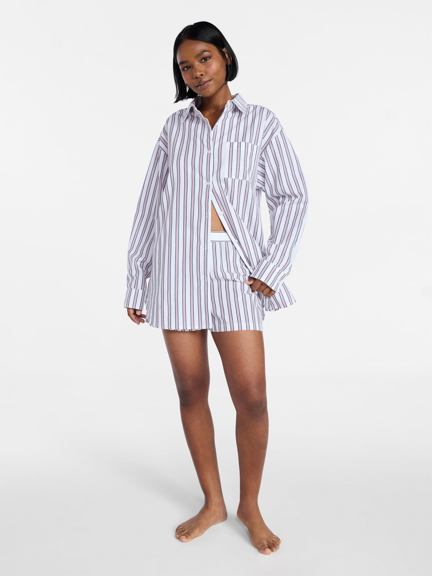 No Boundaries Cotton Boxer Sleep Shorts, 3" Inseam, Women's XS-XXL