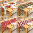 thumbnail image 2 of Merry Christmas Snowflakes Poinsettia Red Stripes Decorative Table Runner for Home Dining Table Festival Party Multiple Size, 2 of 4