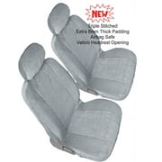 Comfort All Weather Triple Stitched Thick Padded Front 2 Low Back Gray Jeep Seat Cover Pair