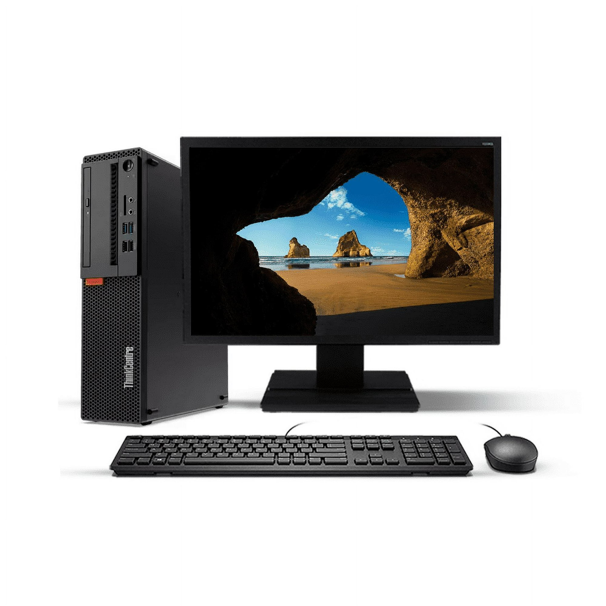 Combo Monitor + Pc Desktop Lenovo Thinkcentre M715S Sff (Amd Ryzen 3 8Gb 240Gb Ssd + 2Gb De Video) + Teclado & Mouse Reacondicionado Grado A