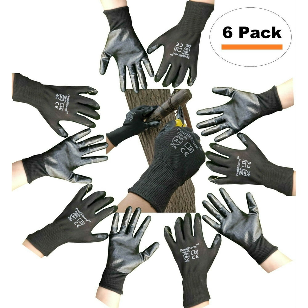 PearliHome Black Nitrile Bulk Work Gloves with grip all purpose