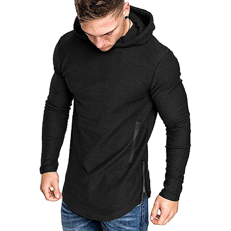 Clearance!Mens Fashion Pure Casual Long Sleeve Hoodie Zipper Outwear Tops Blouse Sweatshirt 