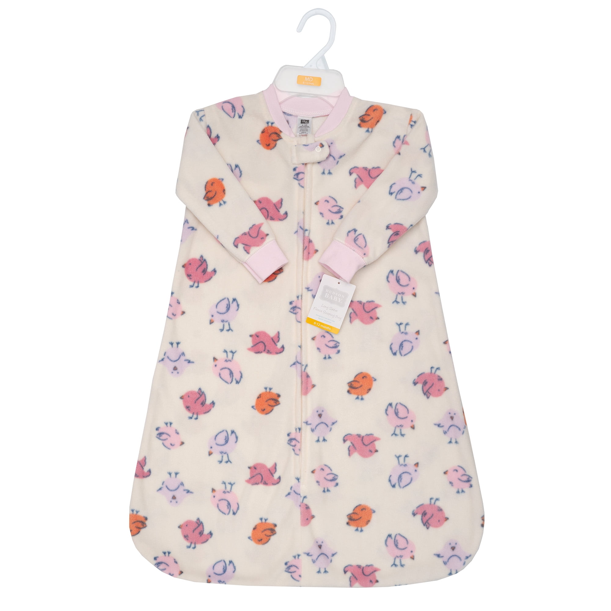 Hudson Baby Infant Girls Long-Sleeve Fleece Sleeping Bag, Baby Bird, 0-6 Months