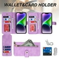 thumbnail image 2 of ELEHOLD Luxury Wallet Case for iPhone 14 Plus 6.7" Card Slots Zipper Purse Stand Function with Crossbody Strap Wrist Strap PU Leather Shockproof Case,Lightpurple, 2 of 6