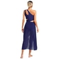 thumbnail image 2 of iiniim Women's Lyrical Dance Shiny Rhinestones High Low Flowy Maxi Dress Contemporary Dancewear Navy Blue L, 2 of 7