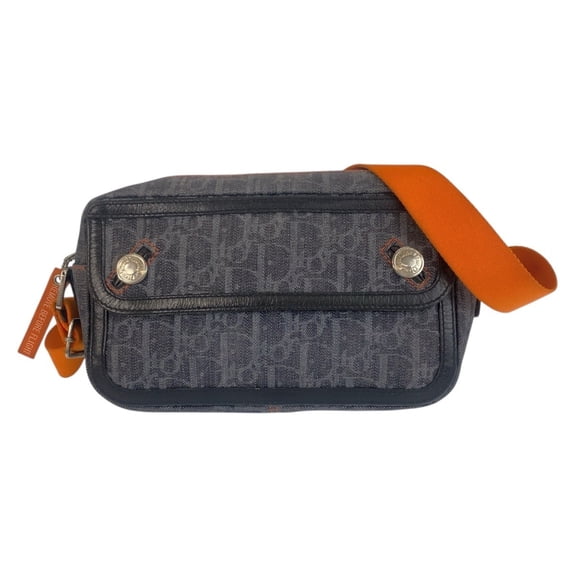 Pre-Owned Christian Dior Dior Flight Line Trotter Canvas Shoulder Bag in Navy, Black,... (Good)