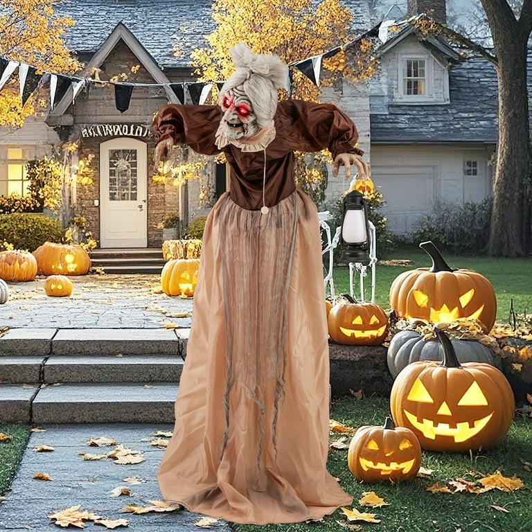 Gymax Halloween Animatronic Talking Zombie Maid in Lantern