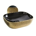 thumbnail image 4 of Isabella Plus Collection Rectangular Above Mount Basin with an Embossed Exterior, Smooth Interior, and Center Drain - Black/Gold, 4 of 4