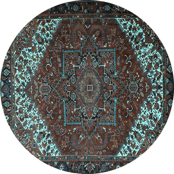 Ahgly Company Indoor Round Persian Light Blue Traditional Area Rugs, 8' Round