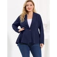 thumbnail image 4 of Blazer de talgrande pamujer con solacon muescas, dobladillo con volantes y péplum, paNavidad Azul marino 4X, 4 of 6