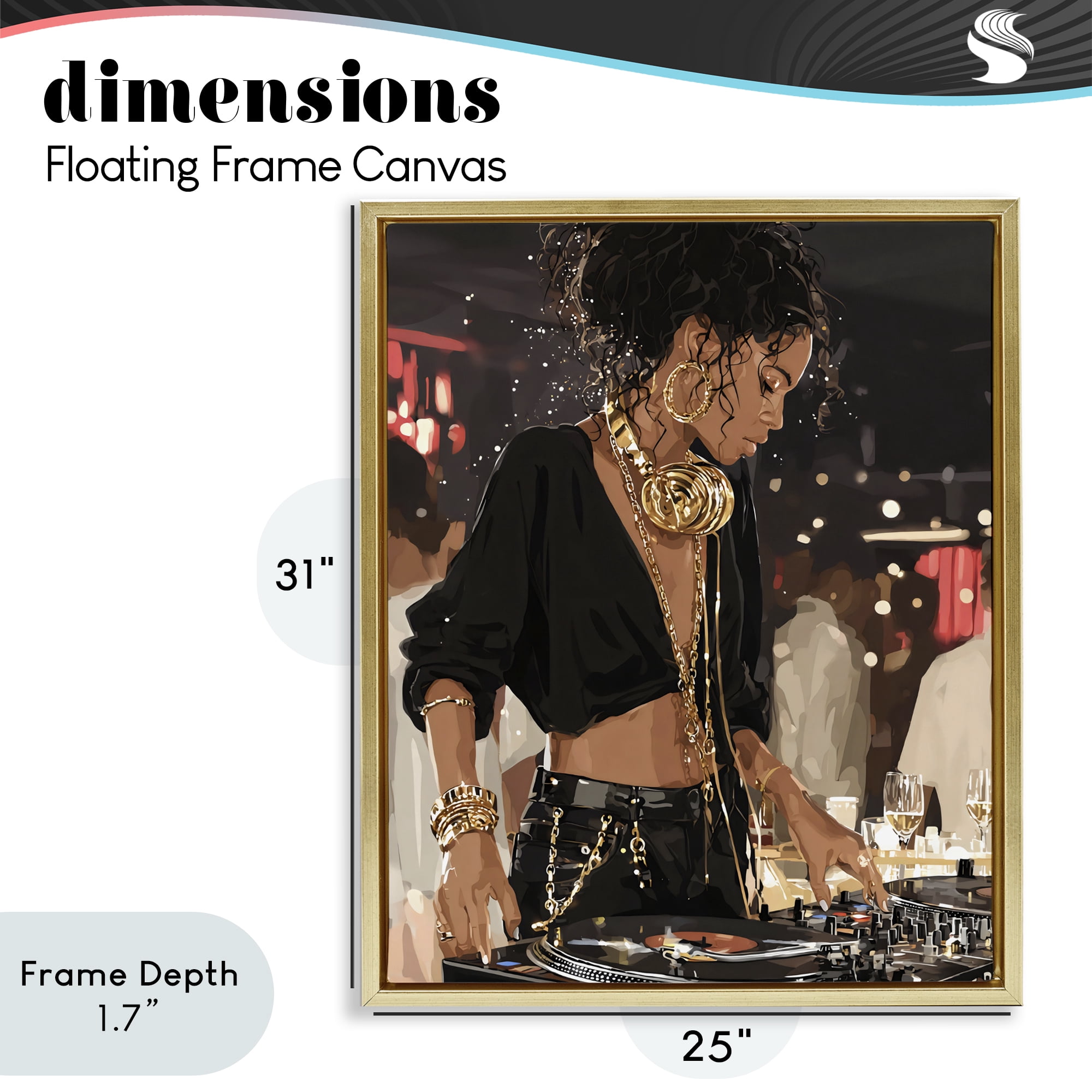 Stupell Industries Touches Of Gold DJ Gold Framed Floater Canvas Wall Art, design by Franklyn Gregory